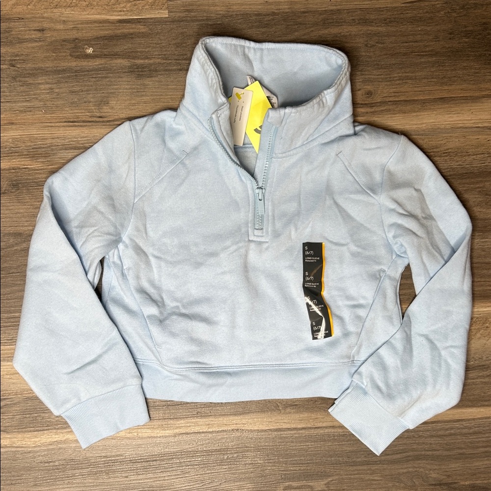 NWT Funnel Neck Oversized Cropped Half Zip Sweatshirt